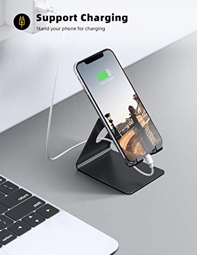 Lamicall Soporte Móvil, Soporte Teléfono - Soporte Dock Base para Teléfono para iPhone 12 Mini, 12 Pro MAX, 11 Pro, XS MAX XR X 8 7 6 Plus 5 SE, Samsung S10 S9 S8, Huawei, Otras Smartphones - Negro