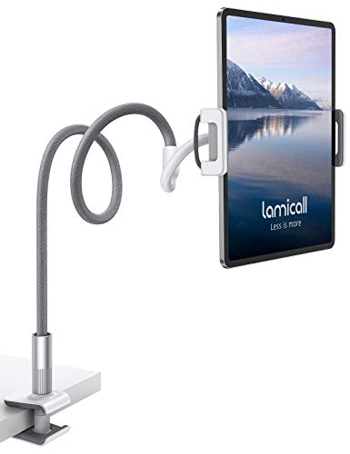 Lamicall Soporte Tablet, Multiángulo Soporte Tablet - Soporte con Cuello de Cisne para 2020 iPad Pro 10.5, 9.7, iPad Mini 2 3 4, iPad Air, Air 2, iPhone, Samsung Tab, Switch, Otras Tablets - Gris