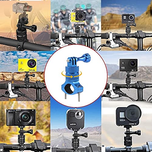 Lammcou Soporte para Bicicleta para Cámara de Acción, Soporte para Manillar de Aluminio Compatible con Hero 9 8 7 6 Session 4K Osmo Actioncam Bike Mount, Azul