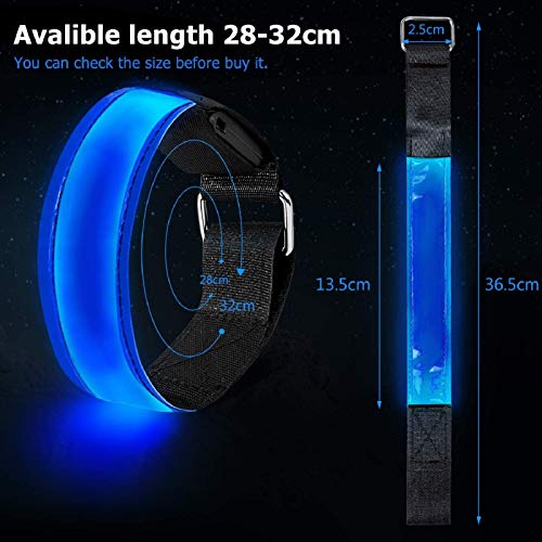 lanpard 2pcs Brazalete LED Recargable con Banda Reflectante Running, Luz para Correr Andar Ciclismo (Cable USB y Bolsa Incluidos) (Azul Flexible)