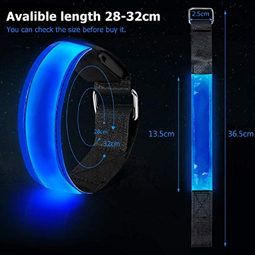 lanpard 2pcs Brazalete LED Recargable con Banda Reflectante Running, Luz para Correr Andar Ciclismo (Cable USB y Bolsa Incluidos) (Azul Flexible)