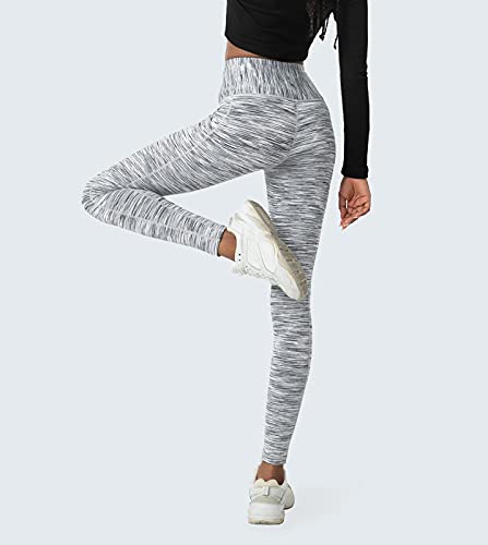 LAPASA Leggins Mujer con Bolsillos Laterales Cintura Alta Pantalón Deportivo Yoga y Ejercicio Mallas de Deporte Elástico Leggings Largo Push Up L01B1 XS Blanco+Gris