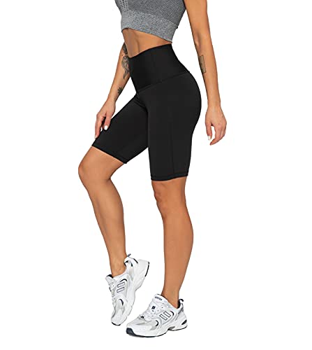 LAPASA Pantalón Corto Deportivo para Mujer, Pantalones de Yoga y Ejercicio Cintura Alta, Leggins con Bolsillo L52 Versión 2021
