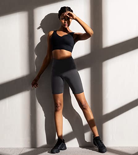 LAPASA Pantalón Corto Deportivo para Mujer, Pantalones de Yoga y Ejercicio Cintura Alta, Leggins con Bolsillo L52 Versión 2021