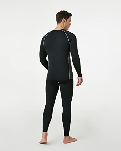 LAPASA Ropa Interior Deportiva Invierno para Hombre Conjunto Térmico Ligero Baselayer M53 Negro L