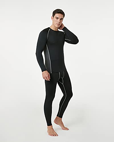 LAPASA Ropa Interior Deportiva Invierno para Hombre Conjunto Térmico Ligero Baselayer M53 Negro L