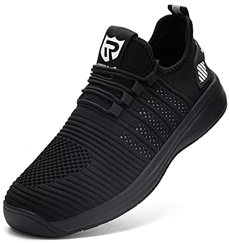 LARNMERN Zapatillas de Running para Hombre Antideslizante Zapatos para Correr y Asfalto Aire Libre y Deportes Calzado（Negro 42）