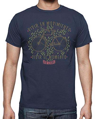 latostadora - Camiseta Vivir en Movimiento para Hombre Denim S