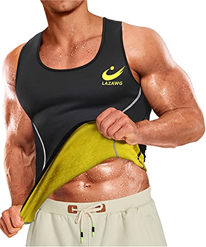 LAZAWG Chaleco de Sauna para Hombre, Entrenador de Cintura Adelgazante, Camiseta sin Mangas de Neopreno para Sudor Caliente, sin Cremallera, Control de Abdomen, Quemador de Grasa para pérdida