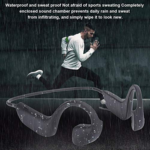 Lazmin112 Bluetooth 5.1 Bone Conduction Headset, Wireless Ear‑Hanging Mobile Waterproof Sweatproof Neck Earphone with Microphone for Cycling Running Driving Gym