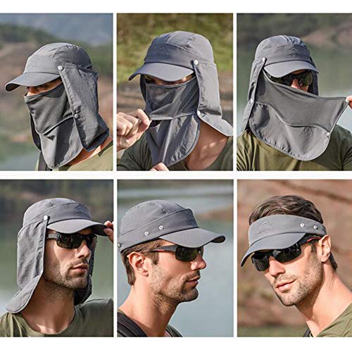 Lazzon Hombres Mujer Gorra para el Sol Anti-UV Pesca con Proteccion de Cuello ala Ancha Secado Secado rápido extraíble Sombrero Equitación Camping Senderismo (Rosado)