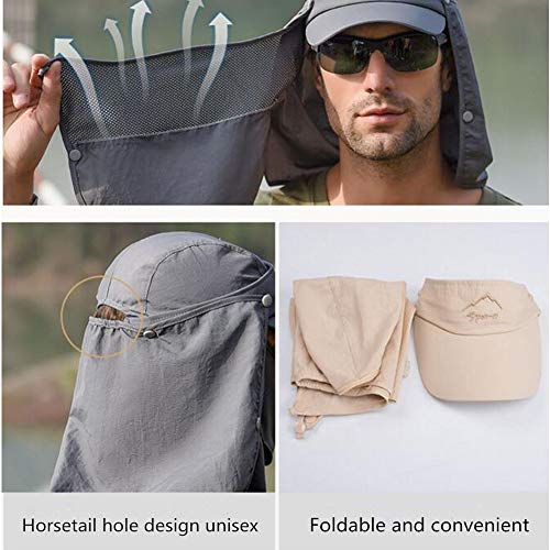 Lazzon Hombres Mujer Gorra para el Sol Anti-UV Pesca con Proteccion de Cuello ala Ancha Secado Secado rápido extraíble Sombrero Equitación Camping Senderismo (Rosado)