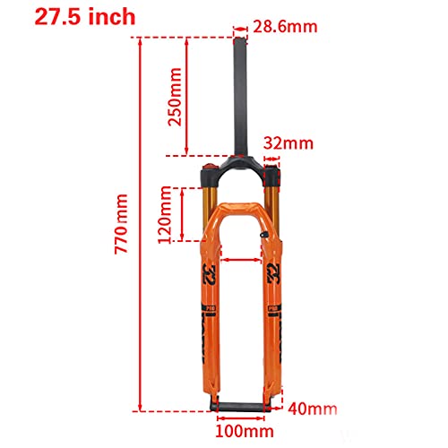 LBBL Horquilla Delantera Bicicleta montaña Horquilla Delantera, Suspensión Presión Aire Tubo Recto No Amortiguado Horquilla Delantera Control Hombro La Horquilla Aire Aleación Magnesio 27,5/29 Pulga