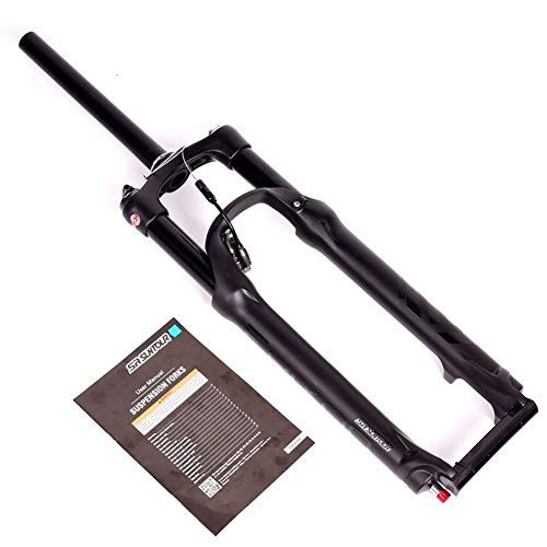 LCBYOG Tenedor de Bicicletas 26/27,5 / 29er 100mm Montaña MTB Tenedor de Air Damping Frente Tenedor de suspensión Remoto Tenedor Horquilla MTB (Color : 27.5 Shoulder Black)