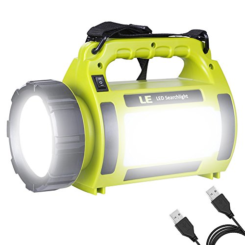 LE Linterna de Cámping Recargable 1000 Lúmenes, Antorcha LED CREE, 5 Modos de Luces de Trabajo con 3600mAh Power Bank, Farol de Cámping Impermeable para Senderismo, Pesca, Emergencia y Más