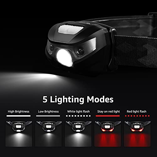 LE Linterna Frontal LED USB Recargable, Linterna Cabeza 5 Modos de Luz (Blanco y Rojo), Impermeable IPX4, Frontal LED Recargable para Pesca, Ciclismo, Running, Correr, Deporte Nocturno