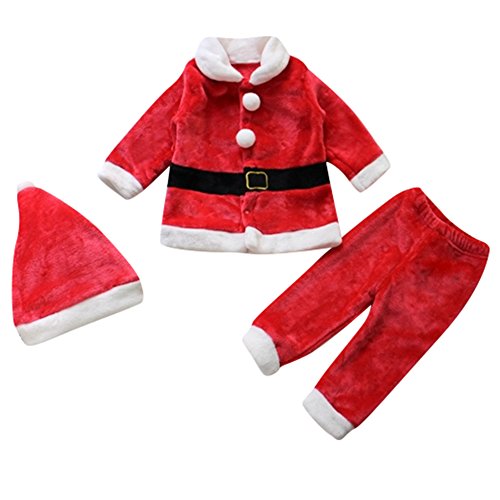 Le SSara Bebé 3pcs Navidad Santa Claus Traje Traje Sombrero + Capa + pantalón (3-6 Meses)