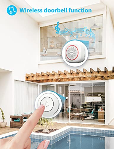 LeadEdge AS100 Alarmas para Casa WiFi,6 Sensores de Puertas y Ventanas, 2 Mandos a Distancia y 1 Timbre de Puerta, Funciona con Alexa,Wireless Kit de Sistemas Alarmas de Seguridad Hogar