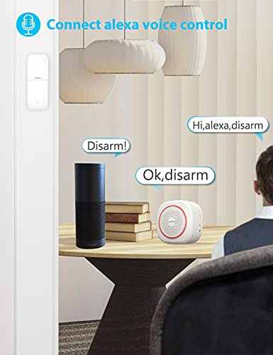 LeadEdge AS100 Alarmas para Casa WiFi,6 Sensores de Puertas y Ventanas, 2 Mandos a Distancia y 1 Timbre de Puerta, Funciona con Alexa,Wireless Kit de Sistemas Alarmas de Seguridad Hogar