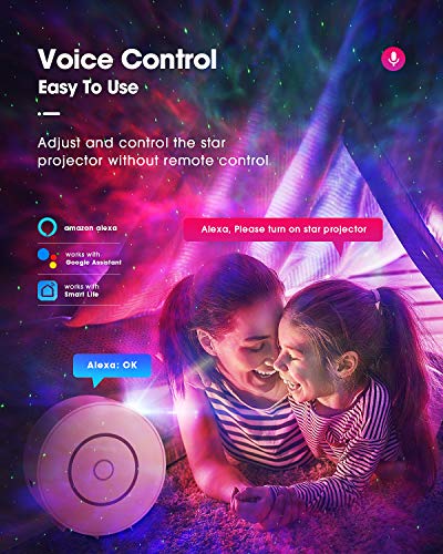 LED Alexa Proyector Estrellas, proyector de estrellas luz nocturna infantil,control de voz,sincronización,música,adecuado para niños/adultos,fiestas/dormitorios/bares/aniversario (Blanco)