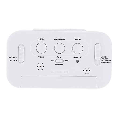 LED Digital Alarma Despertador,Anself Reloj Repeticion activada por luz Snooze Sensor de luz Tiempo Fecha Temperatura (Blanco Puro)