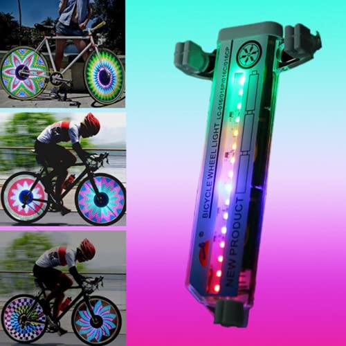 LED Luces de Rueda Bicicletas con 32 Patrones Diferentes | Accesorios de Bicicleta para los Radios Resistente al Agua con Luces de Seguridad para Una Conducción Segura
