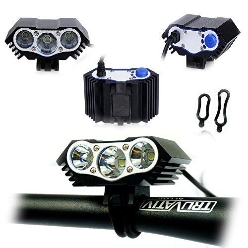 LED Luz de la Bicicleta Bici Linterna LáMPARA Torch Frontal Cabeza 3X CREE XM-L U2 /LED de Bicicleta Bicicleta luz(3 focos,4 Modos) con 2 x Luz Luces L ámpara Trasera para Bici Bicicleta