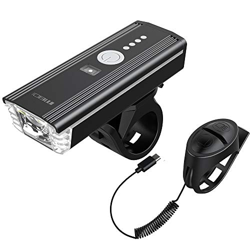 LED Luz Delantera Bicicleta,Luces Bicicleta Recargable USB Ultrabrillante Con Bocina de Bicicleta Electrónica IPX5 a Prueba de Agua, 4 Modos de Iluminación,Apto para Todas Las Bicicletas