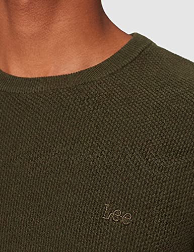 Lee Cuello redondo básico Jersey Hombre, Verde (Serpico Green), Large