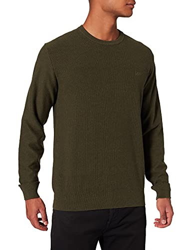 Lee Cuello redondo básico Jersey Hombre, Verde (Serpico Green), Large