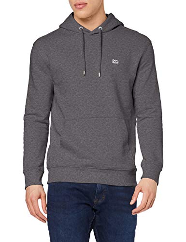 Lee Plain Hoodie Sudadera Con Capucha Hombre, Gris (Dark Grey Mele 01), X-Large