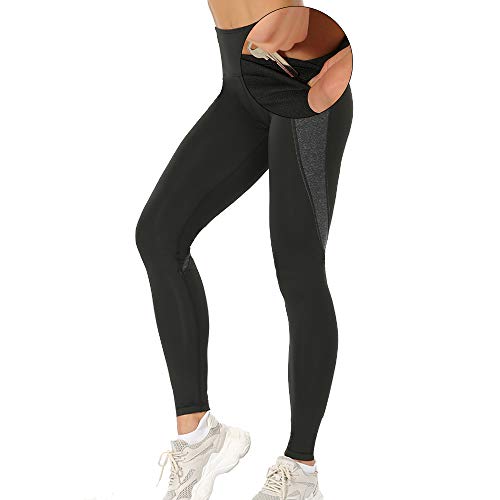 Leggings Deportivos Mujer de Cintura Alta Pantalones de Yoga Elásticos con Bolsillos Leggings Push up Ultra Suaves Pantalones para Reducir Vientre para Trotar Yoga Fitness (Estilo-1，M)