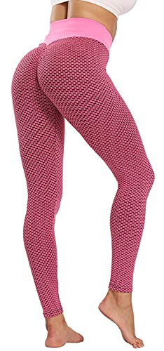 Leggings para Mujer Cintura Alta Malla Celular Pantalón de Yoga Leggings Push Up Butt Lifter Anti-Cellulite Deportivos Elásticos Yogapants para Pilates Fitness Seamless Mujer Pantalon Deportivo