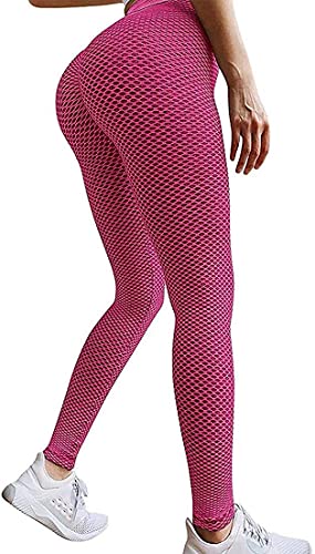 Leggings para Mujer Cintura Alta Malla Celular Pantalón de Yoga Leggings Push Up Butt Lifter Anti-Cellulite Deportivos Elásticos Yogapants para Pilates Fitness Seamless Mujer Pantalon Deportivo