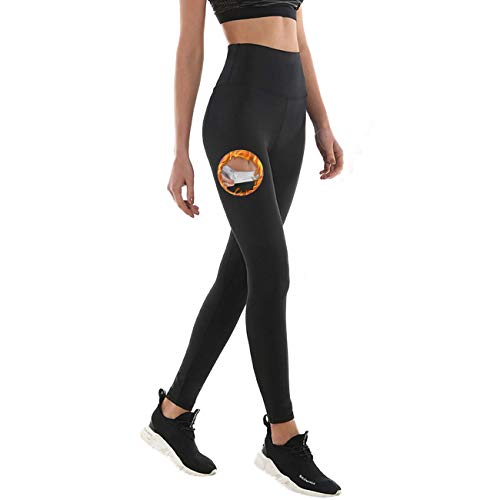 Leggins de Sudoracion Adelgazantes Mujer Fitness NANOTECNOLOGÍA, Leggins Anticeluliticos Push Up Cintura Alta, Mallas Reductoras, Pantalones Compresion Termicos Sauna, Deporte Yoga Running (M,Negro)