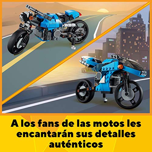 LEGO 31114 Creator 3en1 Supermoto, Moto Clásica o Voladora, Juguete de Construcción para Niños 8 Años, Idea de Regalo Creativa