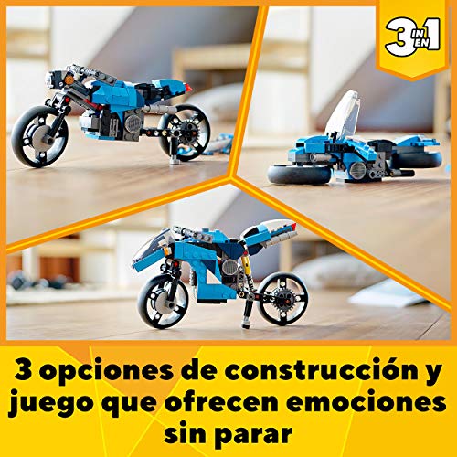 LEGO 31114 Creator 3en1 Supermoto, Moto Clásica o Voladora, Juguete de Construcción para Niños 8 Años, Idea de Regalo Creativa