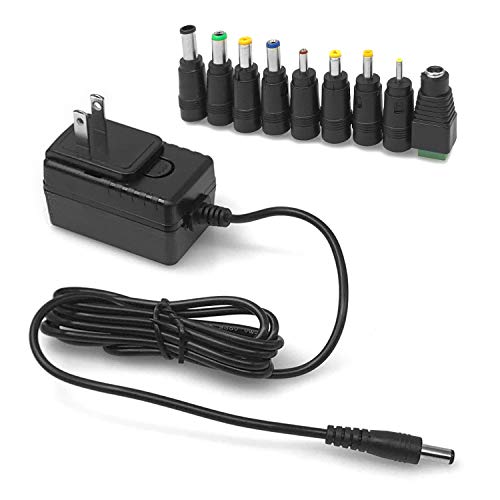 LEICKE Fuente de alimentación ULL 12V 2A | 2000mA | Certificación TÜV | Cargador 24W con 9 Cabezales de Adaptador Diferentes para Dispositivos electrónicos pequeños: LCD, Router WLAN, Interruptor