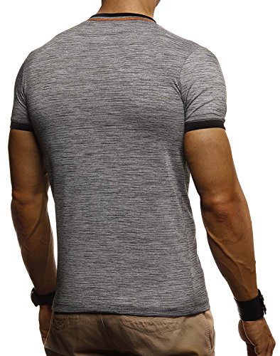 Leif Nelson La Camiseta para Hombre con Cuello en V LN-1330 Antracita Large