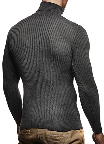 Leif Nelson suéter de Jersey de Punto Fino de Cuello Alto de Punto de los Hombres LN-1670 Antracita X-Large