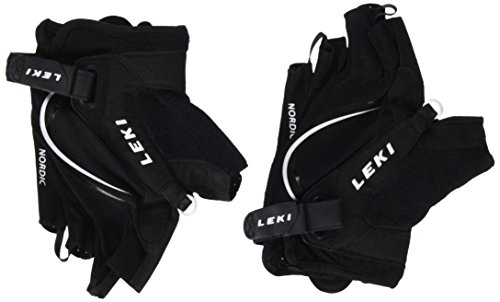 Leki Nordic Walking Lite Shark - Guantes de Senderismo Cortos, Unisex, Color Blanco y Negro, tamaño 9