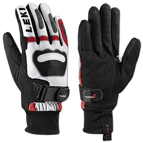 Leki Ski-Guantes de Shark Worldcup Blanco y Rojo Negro, Color, tamaño 6,5