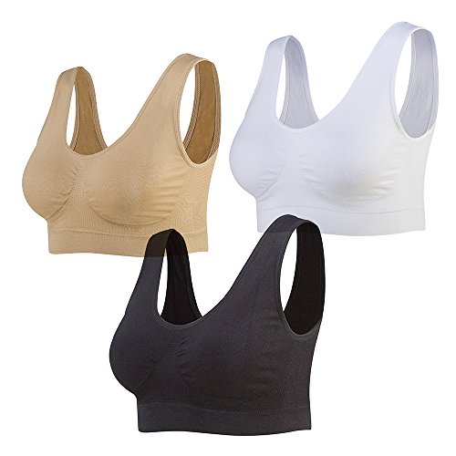 Lemef - Lote de 3 Sujetadores Deportivos sin Aros para Yoga con Almohadillas extraíbles para Mujer - - 4X-Large