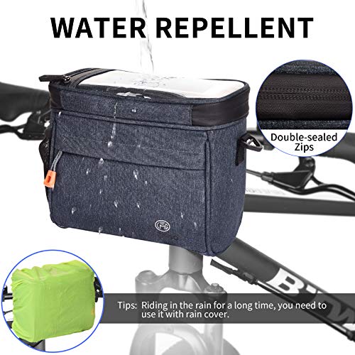 LEMEGO Bolsa para el Manillar de Bicicleta 4.2L Bolsa de Canasta de Bicicleta Impermeable con Pantalla táctil Bolsa de Malla Bolsa de Manillar de Bicicleta Soporte de Teléfono con Bandolera