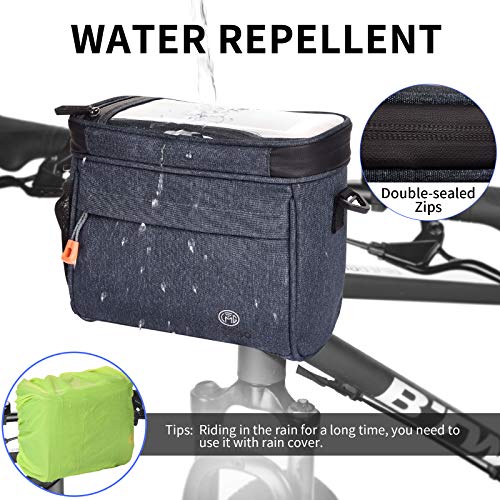 LEMEGO Bolsa para el Manillar de Bicicleta 4.2L Bolsa de Canasta de Bicicleta Impermeable con Pantalla táctil Bolsa de Malla Bolsa de Manillar de Bicicleta Soporte de Teléfono con Bandolera