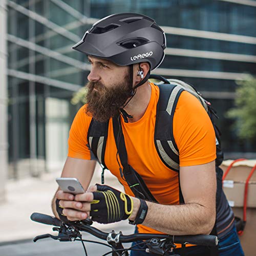 LEMEGO Casco Bicicleta Ciclismo para Adulto - Cascos Bici Ajustable Montaña con Certificado CE Luz Trasera Seguro y Visera, Helmet Ligero al Aire Libre para Multi-Deporte Carretera Esquí Skateboard