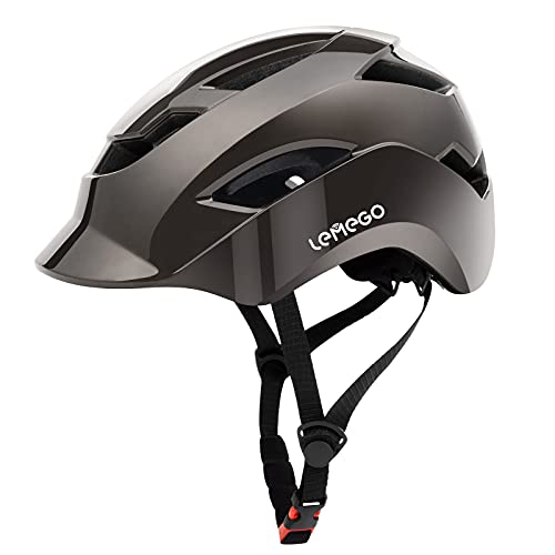 LEMEGO Casco Bicicleta Ciclismo para Adulto - Cascos Bici Ajustable Montaña con Certificado CE Luz Trasera Seguro y Visera, Helmet Ligero al Aire Libre para Multi-Deporte Carretera Esquí Skateboard