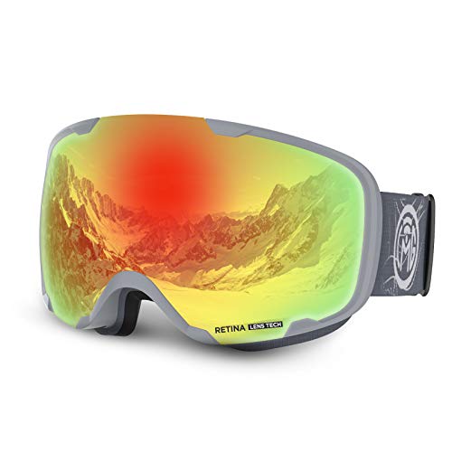 LEMEGO Gafas de Esquí Snowboard Máscara Gafas Esqui Gafas de Motocross Hombres y Mujeres Anti Niebla 100% Protección UV Gafas de Ventisca para Ciclismo Montañismo Escalada Esquí (rojo)