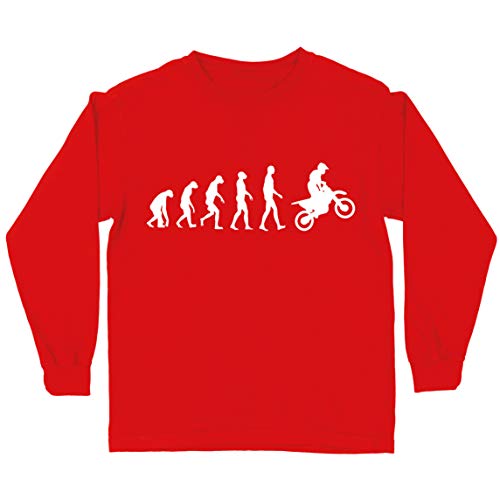 lepni.me Camiseta para Niños Evolución del Motocross Equipo de Moto Ropa de Carreras Todoterreno (9-11 Years Rojo Blanco)