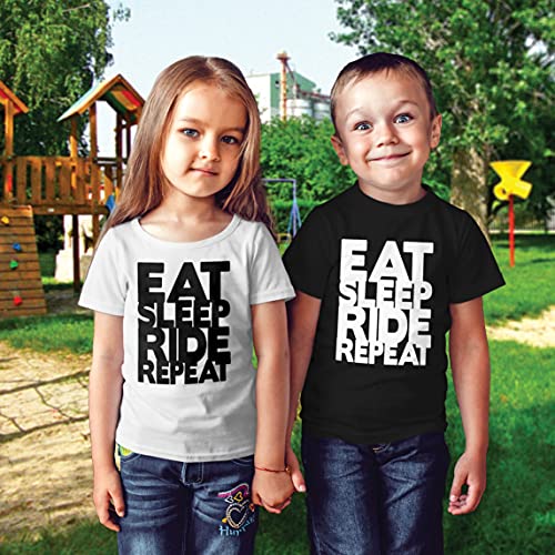 lepni.me Camiseta para Niños para Ciclistas Come Duerme Monta Repite Citas para Amantes de la Bicicleta (9-11 Years Rosado Multicolor)